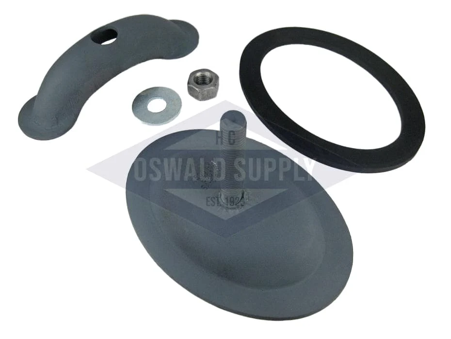 4 x 6, Elliptical, Weld Stud, Flat, Pressed Steel, Handhole Assembly less Ring
