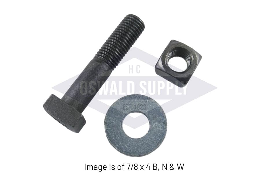 7/8 X 6, Square Head Bolt, Square Nut and Washer for 11 x 15 Manhole Plate