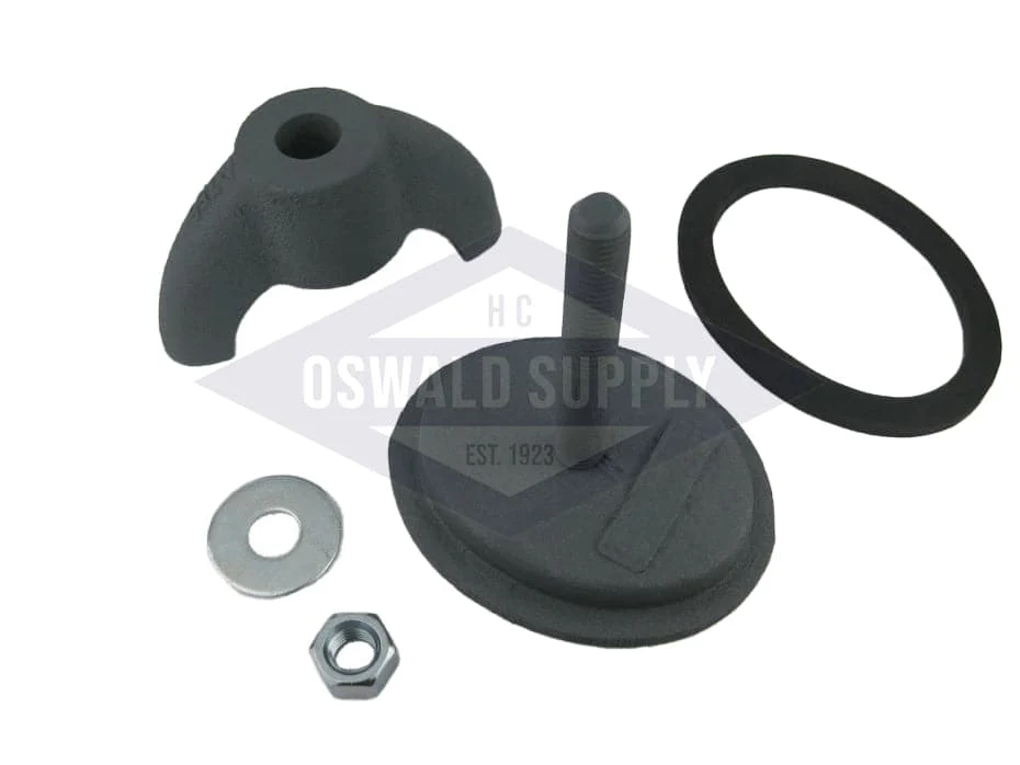 Ames and Cyclotherm Boiler Handhole Assembly, Less Ring. (#12776) 3-3/8 x 4-3/8, Elliptical, Curved 21-24R, Cast Iron.
