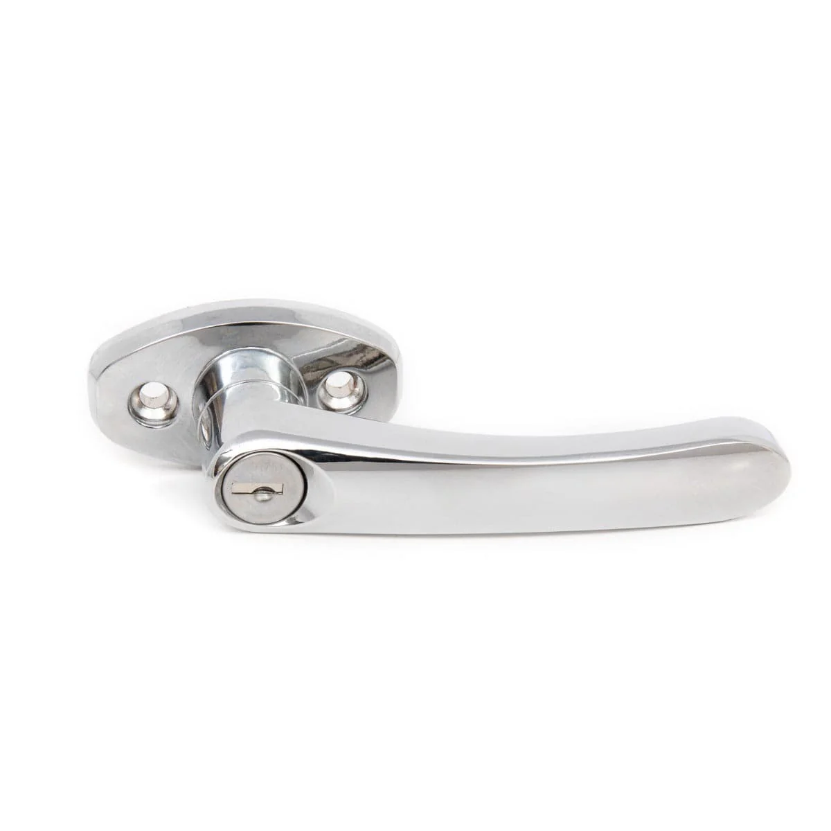 L Handle and Latch Set, Chrome Locking ADA Approved with V- Spindle, Round Bolt/Plunger Latch, Midland Style with Keys and Hardware for Trash Chute and Linen Chute Doors - Free Ground Shipping - Image 2