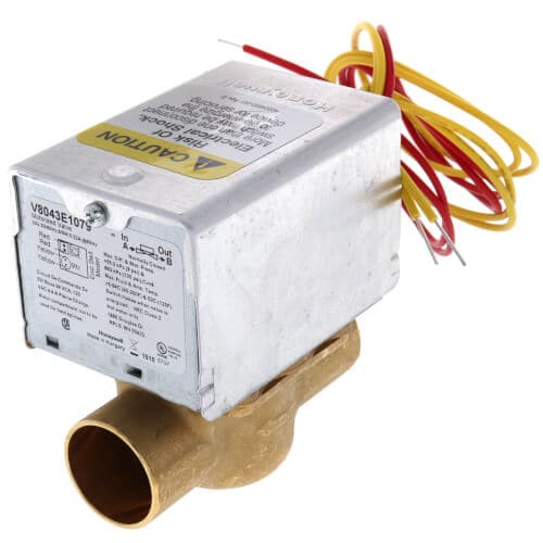 Honeywell #V8043E1079, 1" Sweat Connection Zone Valve, normally closed, 3.5 Cv (24v)