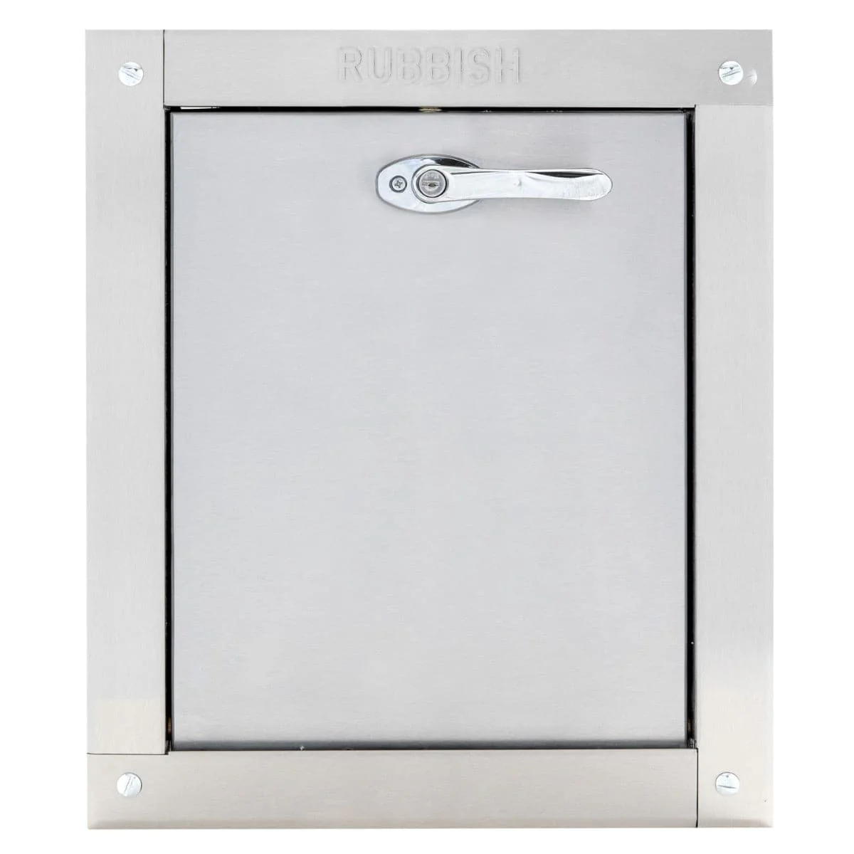 Midland Style Stainless Steel Trash Chute Door - Bottom Hinged - L Handle - Rubbish - Standard Trim
