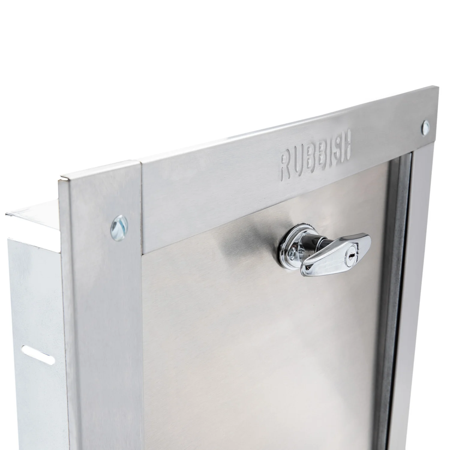 Midland Style Stainless Steel Trash Chute Door - Bottom Hinged - T Handle - Rubbish - Standard Trim - Image 8