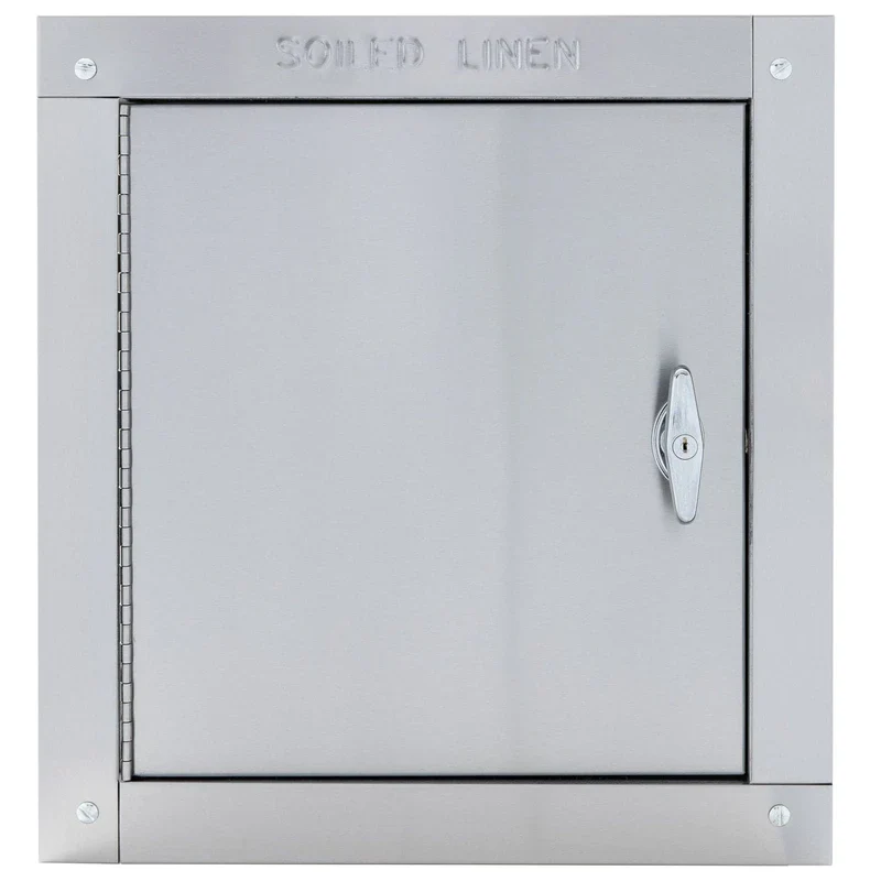 Midland Style Stainless Steel Trash Chute Door - Side Hinged - T Handle - Linen - Standard Trim
