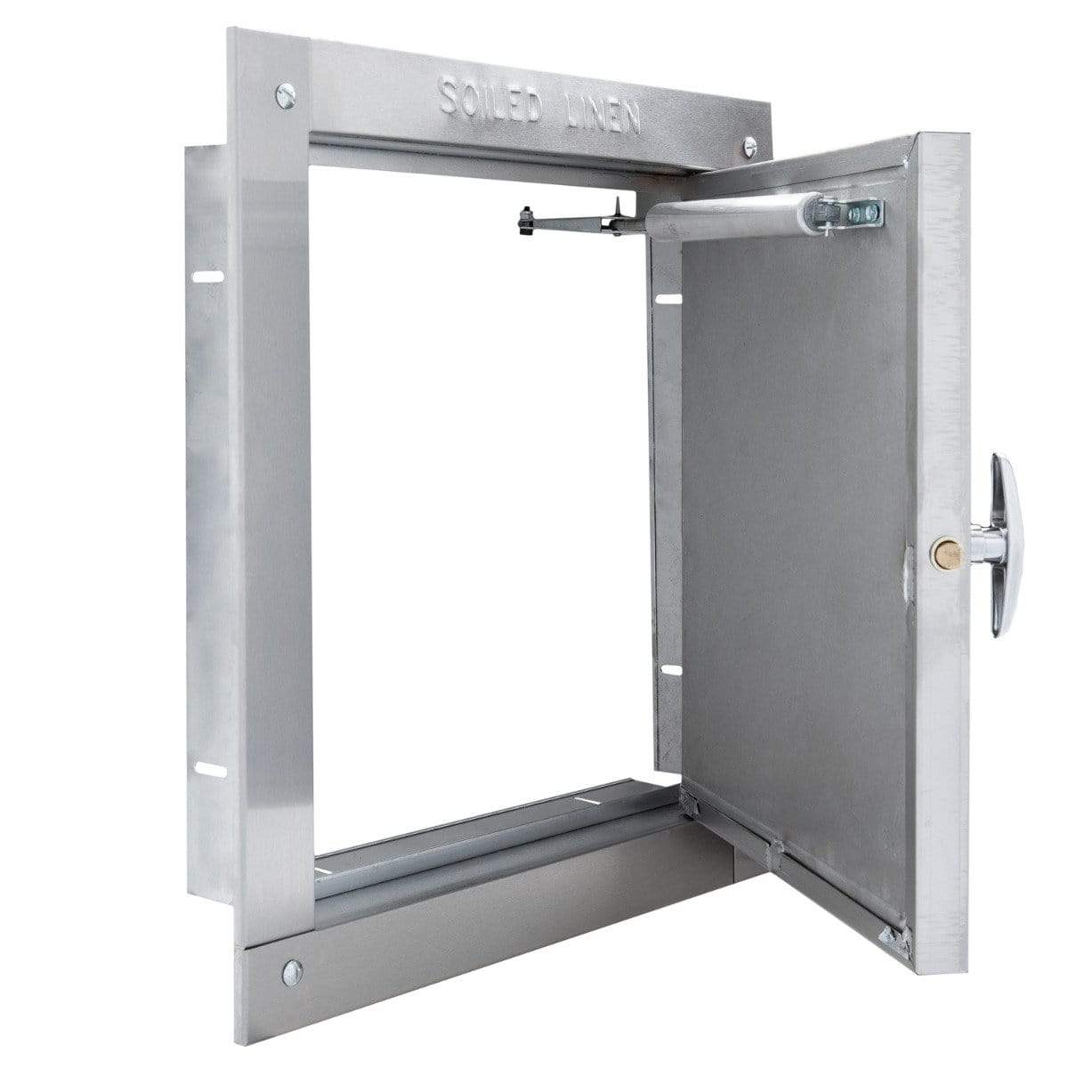 Midland Style Stainless Steel Trash Chute Door - Side Hinged - T Handle - Linen - Standard Trim - Image 6