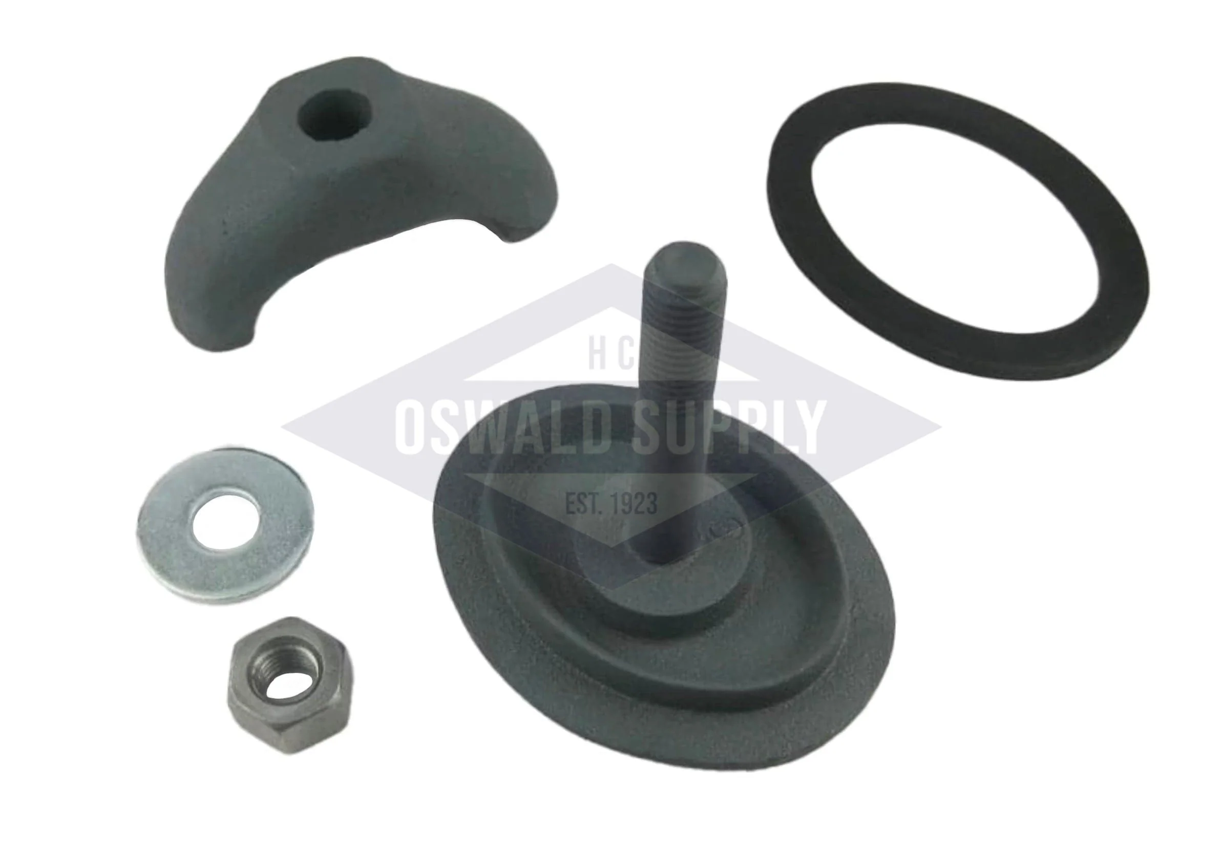 O&S Powermaster Boiler Handhole Assembly, Less Ring. 2-3/4 X 3-3/4, Elliptical, Cast Iron, Curved, Solid Bolt, "321004019"