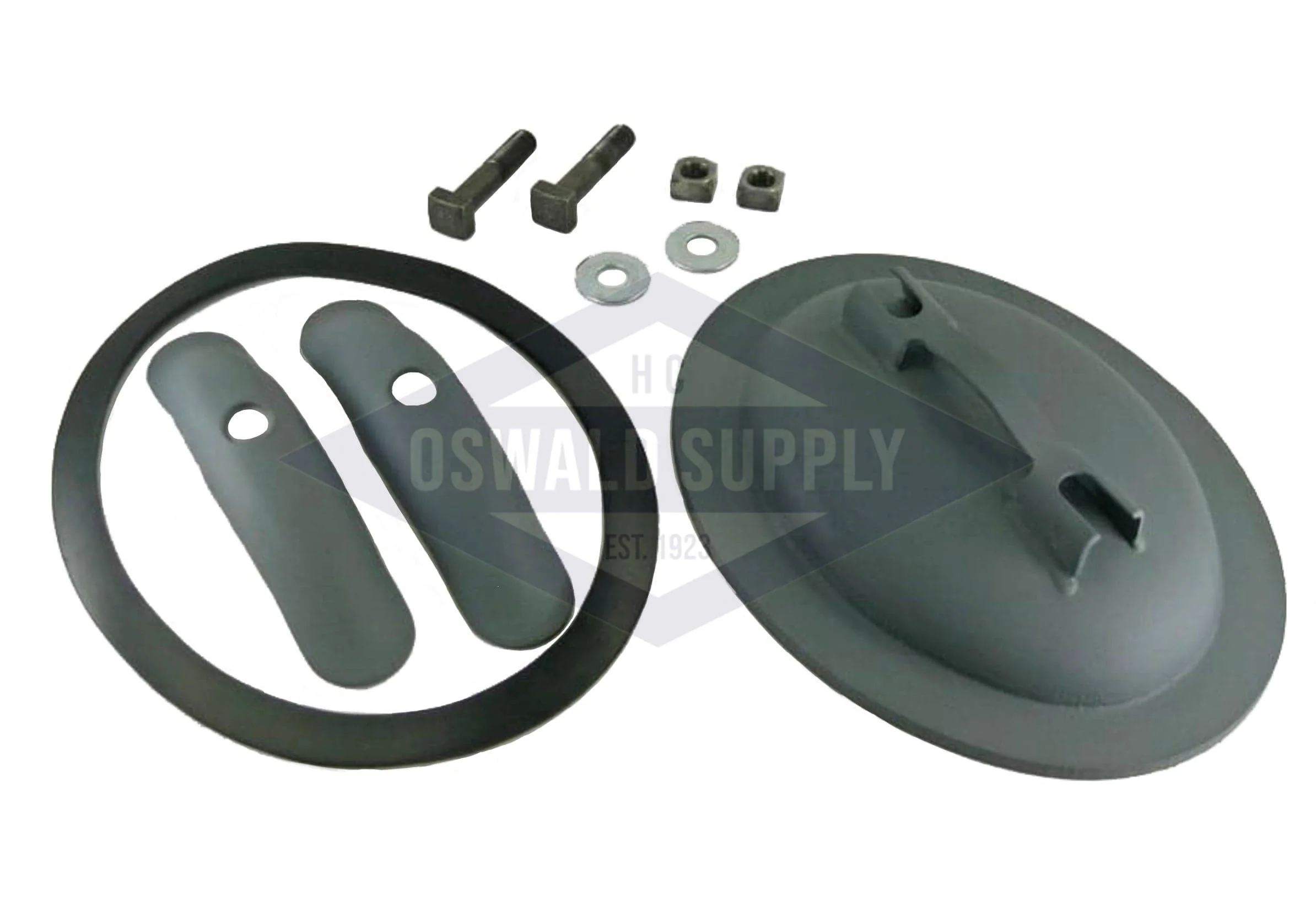 (PM10PNCG) 12 x 16 x 3/8 Elliptical, Pressed Steel SA516-70, 300# Manhole Plate Assembly, Less Ring