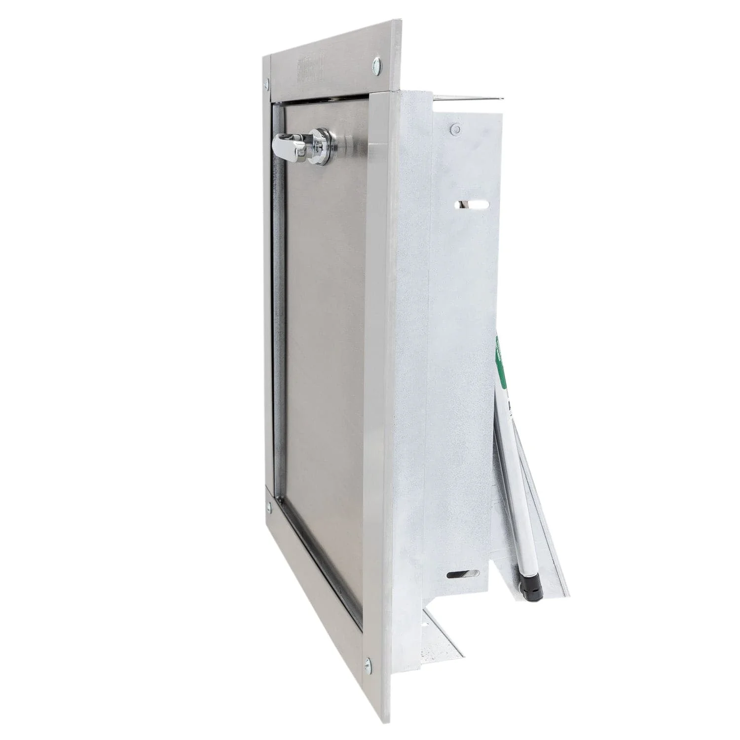 Universal Stainless Steel Trash Chute Door - Bottom Hinged - L Handle - Rubbish - Standard Trim - Image 3