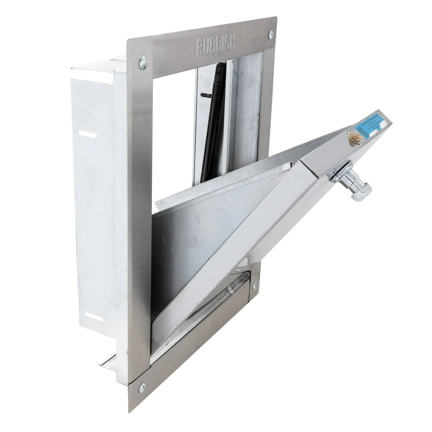 Universal Stainless Steel Trash Chute Door - Bottom Hinged - T Handle - Rubbish - Standard Trim - Image 10