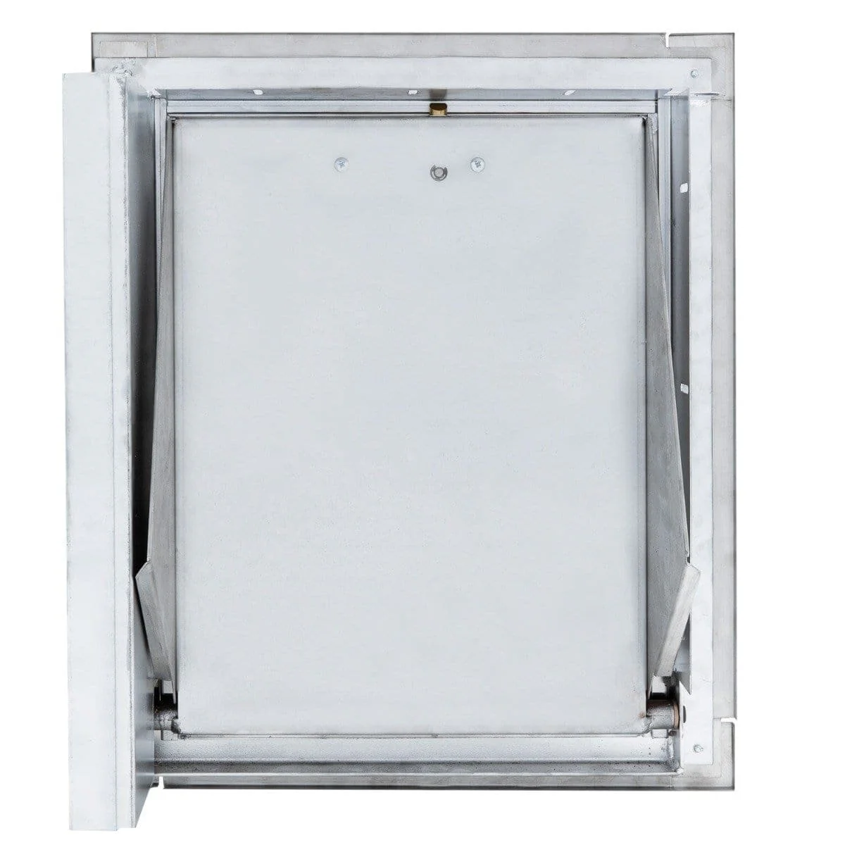 Wilkinson Style Stainless Steel Trash Chute Door - Bottom Hinged - L Handle - Rubbish - Standard Trim - Image 2
