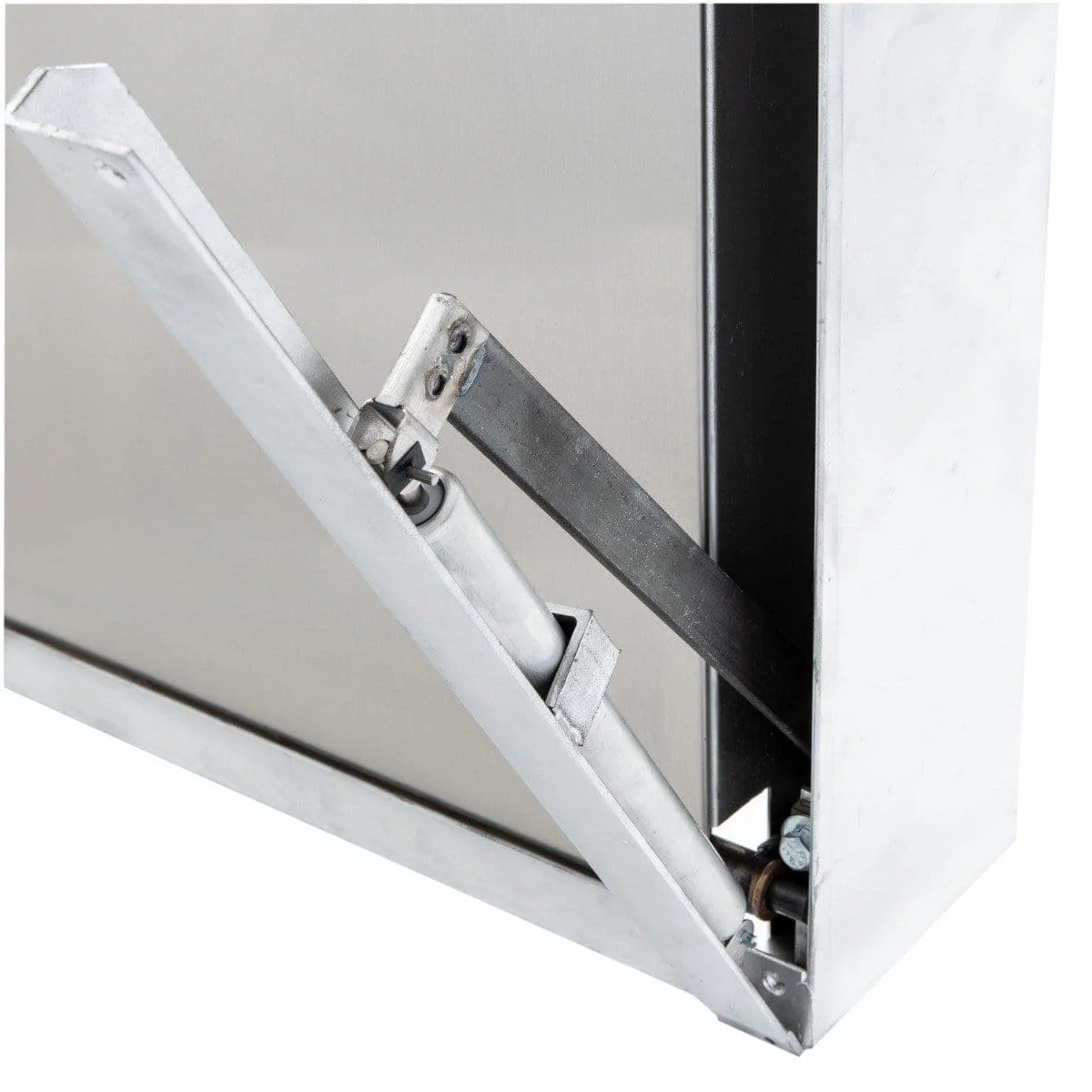 Wilkinson Style Stainless Steel Trash Chute Door - Bottom Hinged - L Handle - Rubbish - Standard Trim - Image 3