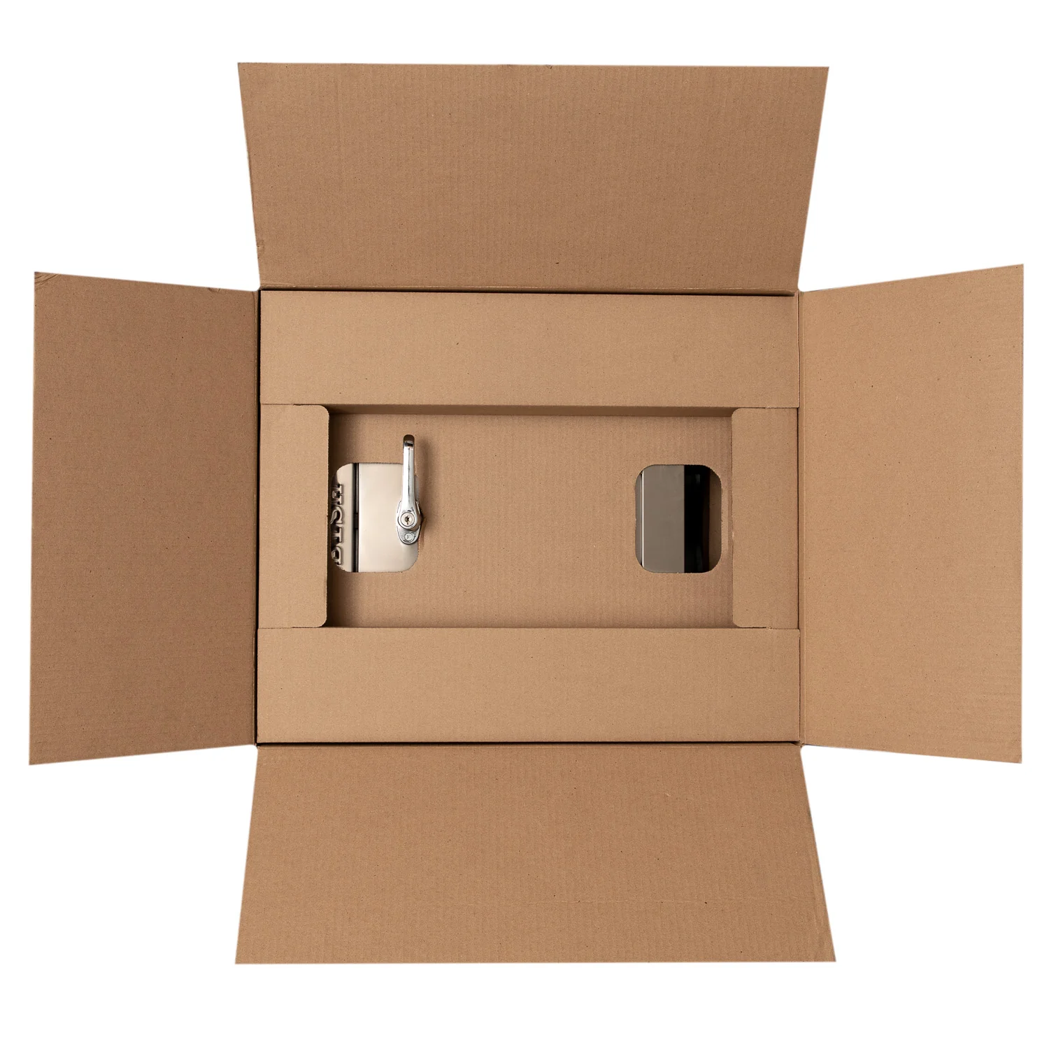 Wilkinson Style Stainless Steel Trash Chute Door - Bottom Hinged - L Handle - Rubbish - Standard Trim - Image 5